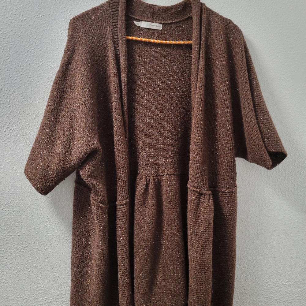 Brown short sleeve cardigan
